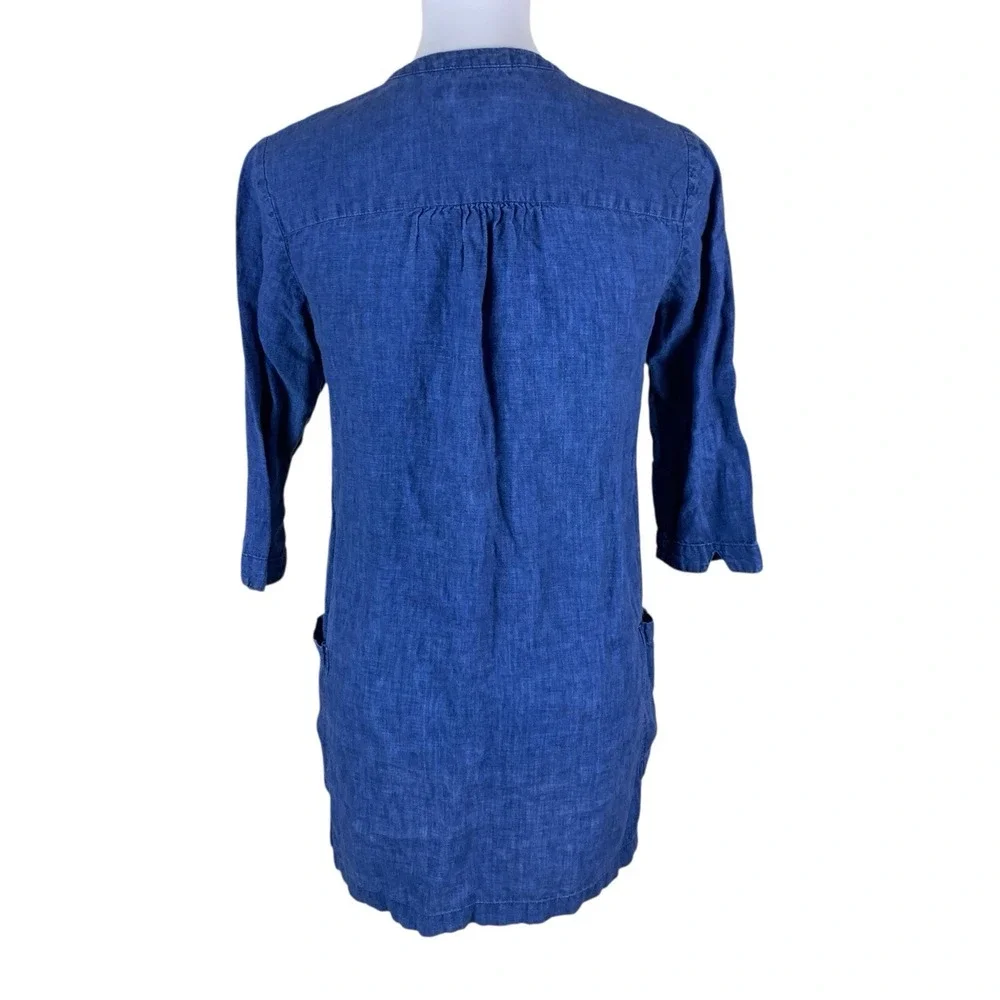 Seasalt Cornwall May Tunic Blue Linen‎ Coastal Casual Pockets UK 8